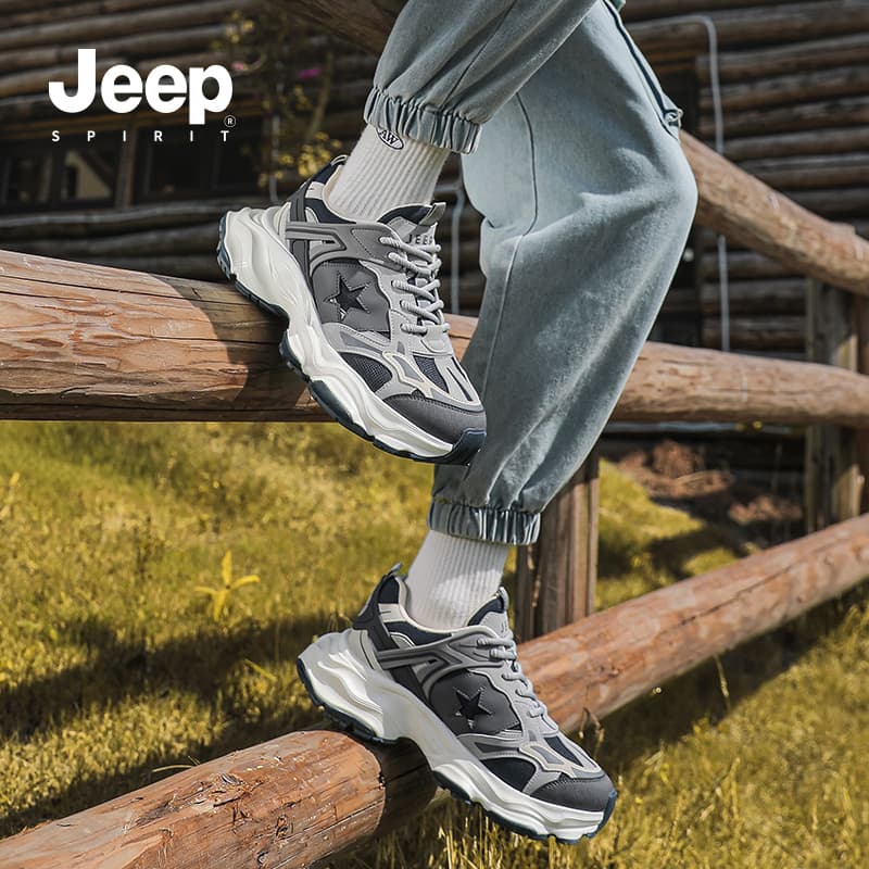 Кроссовки JEEP SPIRIT Износостойкие Дышащие Низкие Легкие массивные кроссовки Мужские Серые - изображение 8