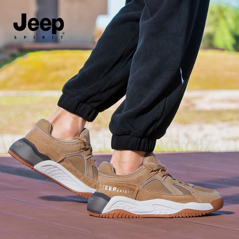 Кроссовки JEEP SPIRIT Дышащий Устойчивый к истиранию Легкий Низкий Топ Обувь для ног Мужская Коричневая - изображение 12