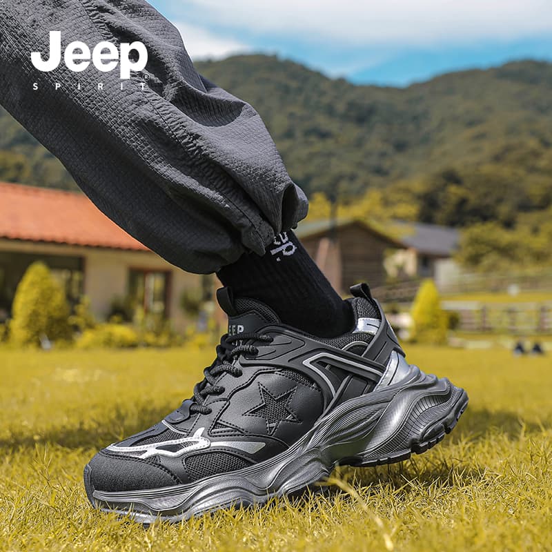Кроссовки JEEP SPIRIT Износостойкие Дышащие Увеличивающие Высоту Низкие массивные кроссовки Мужские Черные - изображение 12
