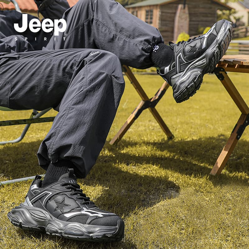Кроссовки JEEP SPIRIT Износостойкие Дышащие Увеличивающие Высоту Низкие массивные кроссовки Мужские Черные - изображение 9