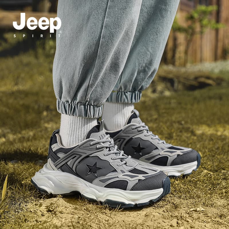 Кроссовки JEEP SPIRIT Износостойкие Дышащие Низкие Легкие массивные кроссовки Мужские Серые - изображение 12