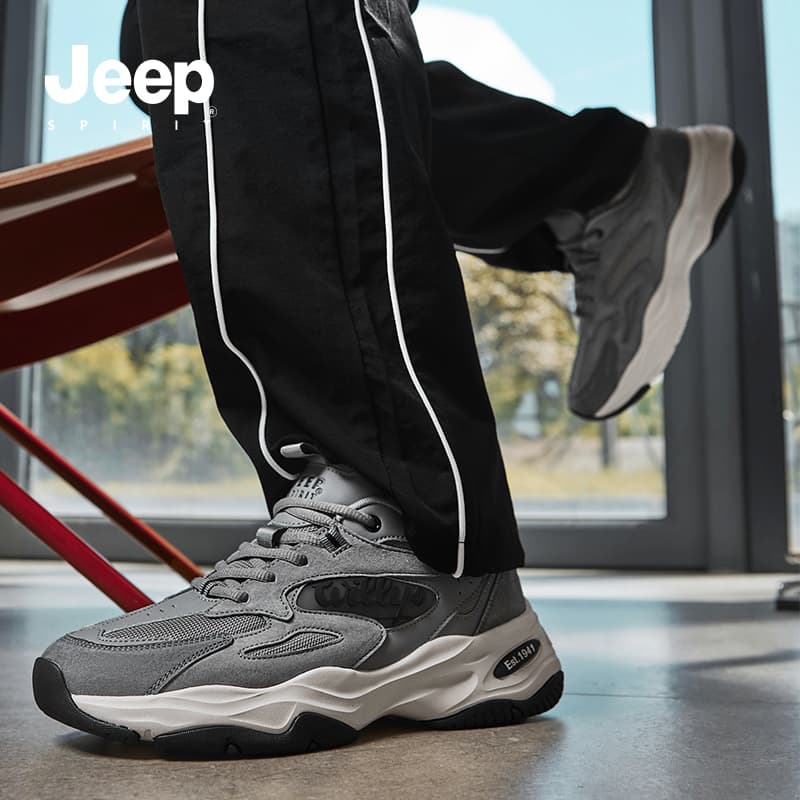 Кроссовки JEEP SPIRIT Амортизация Устойчивый к истиранию Дышащий Низкий Верх Тяжелая подошва Мужские Серые - изображение 13