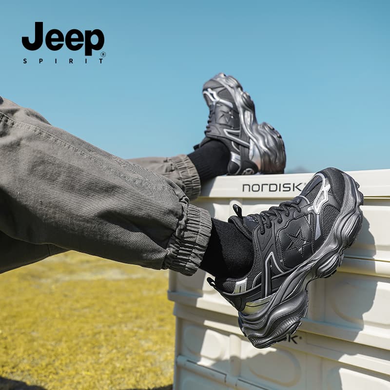 Кроссовки JEEP SPIRIT Износостойкие Дышащие Увеличивающие Высоту Низкие массивные кроссовки Мужские Черные - изображение 7