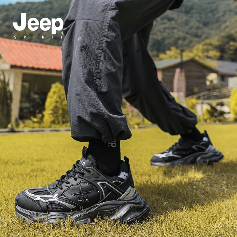 Кроссовки JEEP SPIRIT Износостойкие Дышащие Увеличивающие Высоту Низкие массивные кроссовки Мужские Черные - изображение 17
