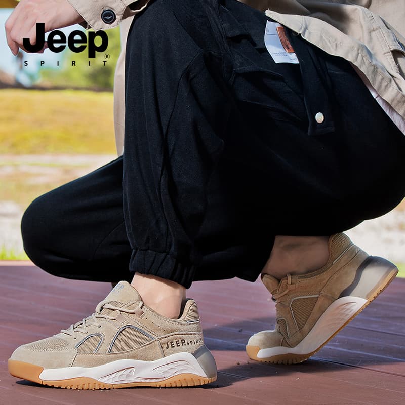 Кроссовки JEEP SPIRIT Дышащие Аbrasion-Resistant Увеличение Высоты Низкие Кеды Мужские Песчаник - изображение 12