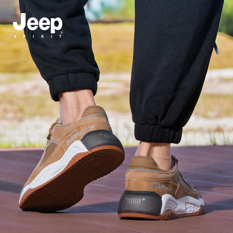 Кроссовки JEEP SPIRIT Дышащий Устойчивый к истиранию Легкий Низкий Топ Обувь для ног Мужская Коричневая - изображение 15