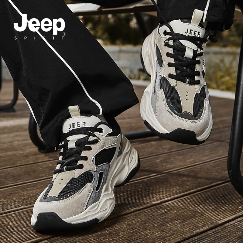 Кроссовки JEEP SPIRIT Износостойкий Дышащий Легкий Низкий Топ массивные кроссовки Мужской Светлый Песочный - изображение 14