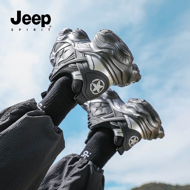 Кроссовки JEEP SPIRIT Износостойкие Дышащие Увеличивающие Высоту Низкие массивные кроссовки Мужские Черные - изображение 8