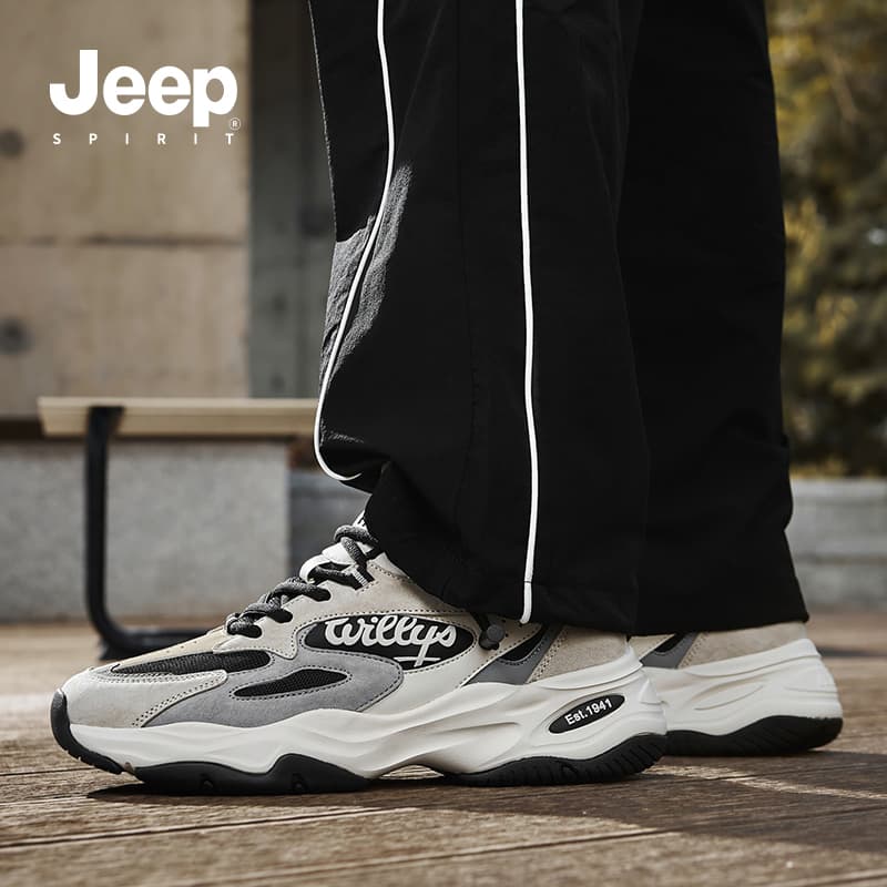 Кроссовки JEEP SPIRIT Износостойкий Дышащий Легкий Низкий Топ массивные кроссовки Мужской Светлый Песочный - изображение 10