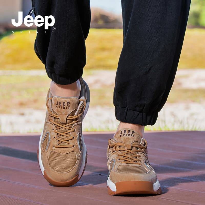 Кроссовки JEEP SPIRIT Дышащий Устойчивый к истиранию Легкий Низкий Топ Обувь для ног Мужская Коричневая - изображение 13