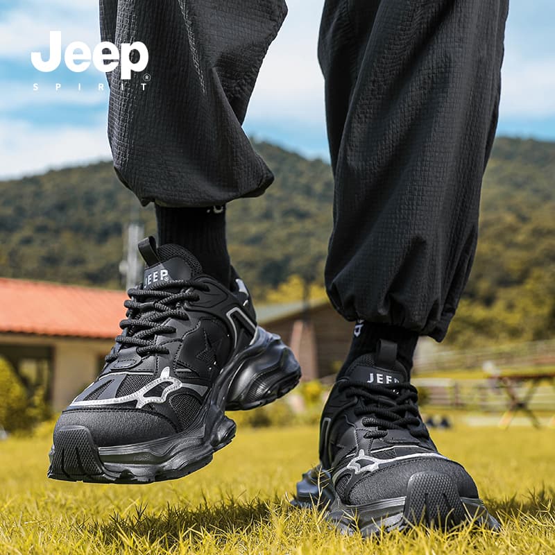 Кроссовки JEEP SPIRIT Износостойкие Дышащие Увеличивающие Высоту Низкие массивные кроссовки Мужские Черные - изображение 11