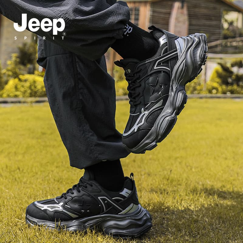 Кроссовки JEEP SPIRIT Износостойкие Дышащие Увеличивающие Высоту Низкие массивные кроссовки Мужские Черные - изображение 20