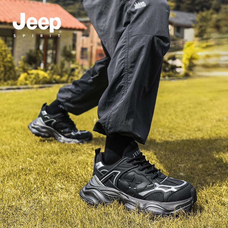 Кроссовки JEEP SPIRIT Износостойкие Дышащие Увеличивающие Высоту Низкие массивные кроссовки Мужские Черные - изображение 19