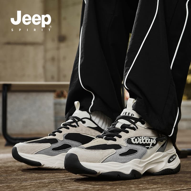 Кроссовки JEEP SPIRIT Износостойкий Дышащий Легкий Низкий Топ массивные кроссовки Мужской Светлый Песочный - изображение 11