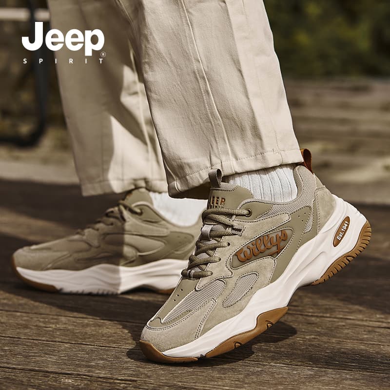 Кроссовки JEEP SPIRIT Износостойкие Дышащие Низкие Кроссовки с Толстой Подошвой Мужские Естественный Олень - изображение 13