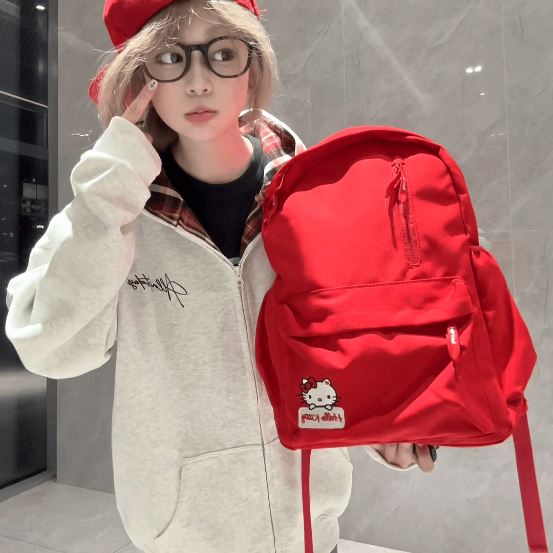 Рюкзак Sanrio Hello Kitty Полиэстер Рюкзак Унисекс Красный - изображение 4