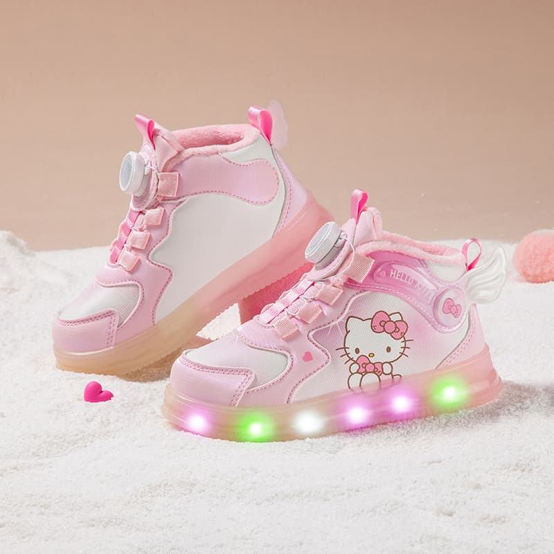 Кроссовки Sanrio Хелло Китти Милый и симпатичный мультяшный с подсветкой утолщенный удобный детский повседневный модный износостойкий легкий хай-топы - изображение 6
