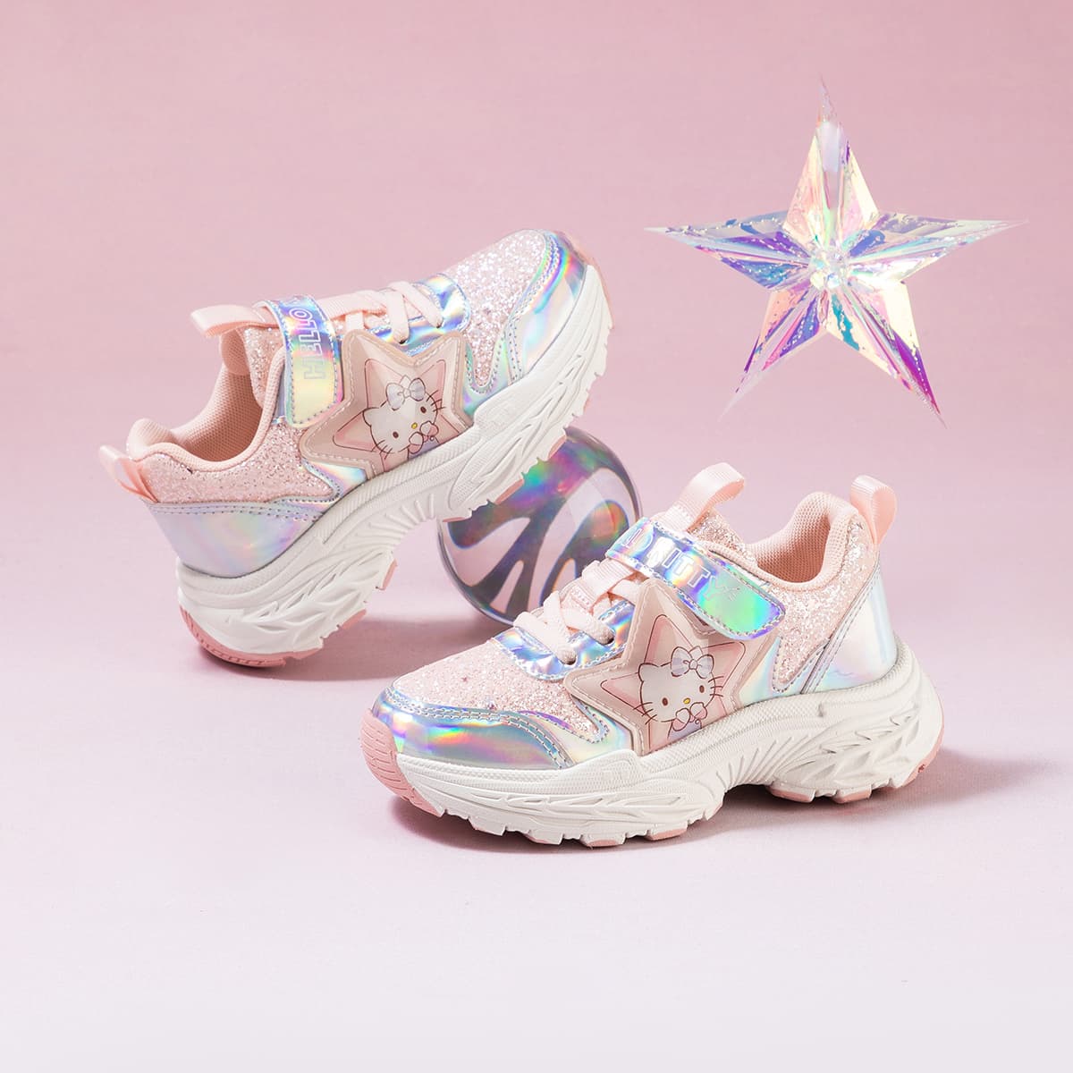 Кроссовки Sanrio Hello Kitty Толстоподошвенные кроссовки универсальные радужные для мальчиков и девочек - изображение 4