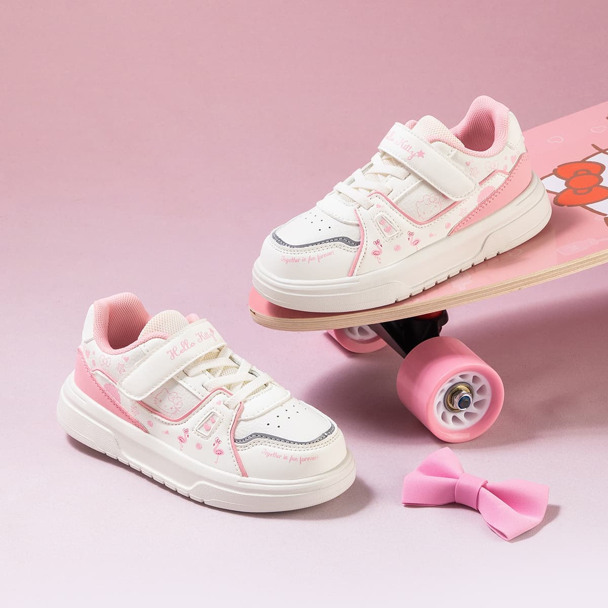 Кроссовки Sanrio Hello Kitty Кампус Модный Универсальный на платформе Повседневный Классический Легкий Удобный Милый Мальчики и девочки Студенты Увеличение роста Износостойкий Легкий Амортизация Дышащий Противоскользящий Лоу-топы Обувь для скейтборда Детский - изображение 6