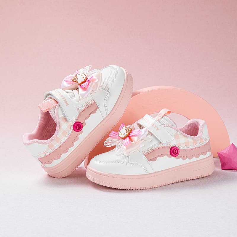 Кроссовки Sanrio Хелло Китти Бант Минималистичный Модный Повседневный Универсальный Мультяшный Милый Спорт Удобный Легкий Кампус Студенты Весна-Лето Амортизация Увеличение роста Износостойкий Дышащий Противоскользящий Лоу-топы Детский Скейтбординги Подростки - изображение 4