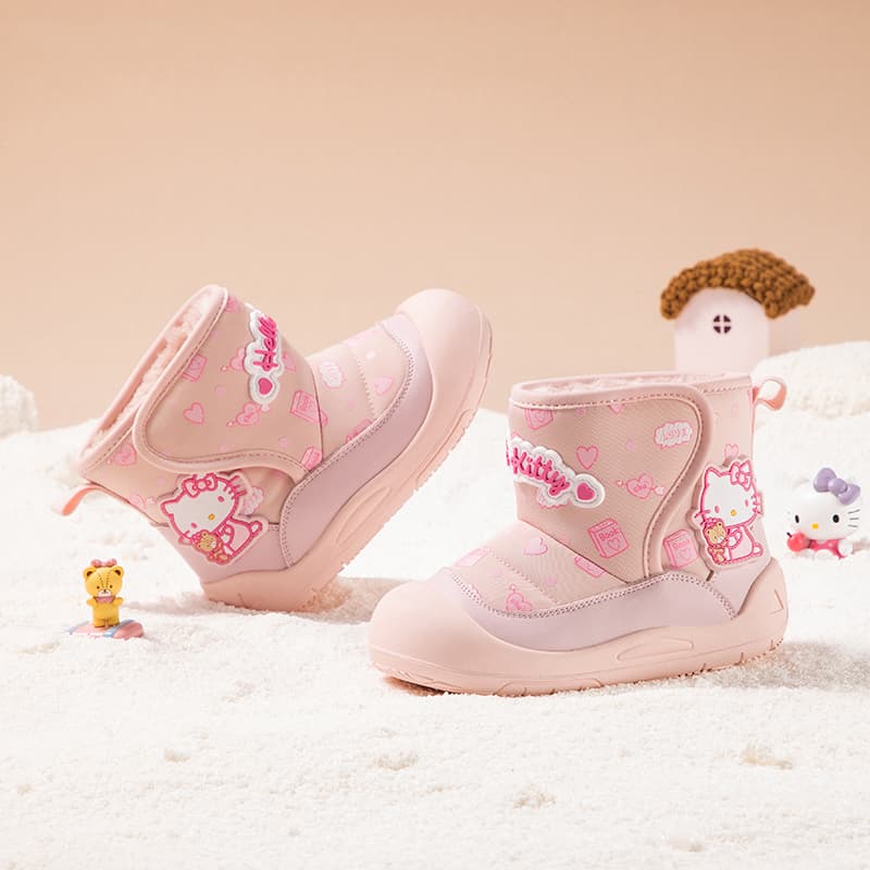 Sanrio Hello Kitty Универсальные удобные милые модные зимние ботинки с флисовой подкладкой утолщенные для мальчиков и девочек 3-7 лет - изображение 11