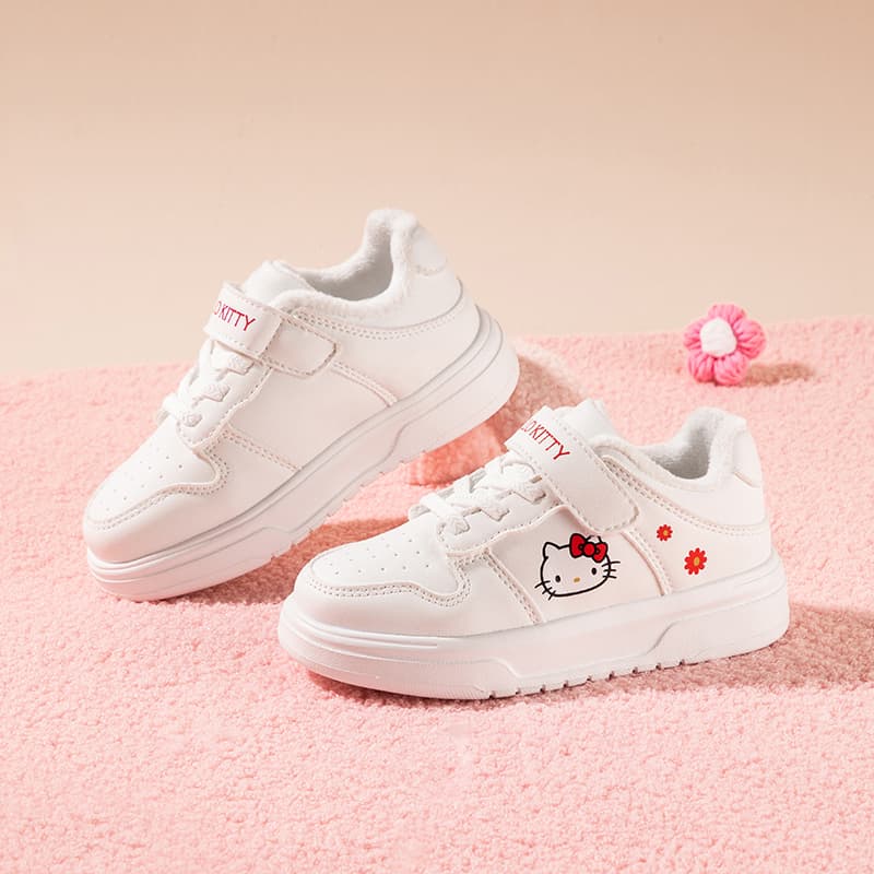 Кроссовки Sanrio Хелло Китти Универсальные милые мультяшные модные удобные белые кроссовки для детей и подростков Осень и зима С утеплителем Утолщенные износостойкие с отскоком легкие амортизирующие термозащитные баланс Лоу-топы Повседневная обувь для скейтборда - изображение 8
