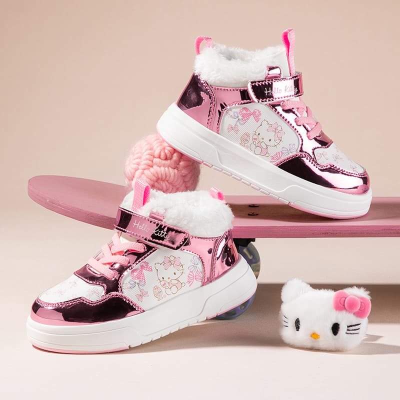 Кроссовки Sanrio Хелло Китти Модный Мультяшный Удобный Активный Милый Универсальный на платформе Термозащитный Увеличение роста Баланс Поддержка Хай-топы Детский Унисекс - изображение 7