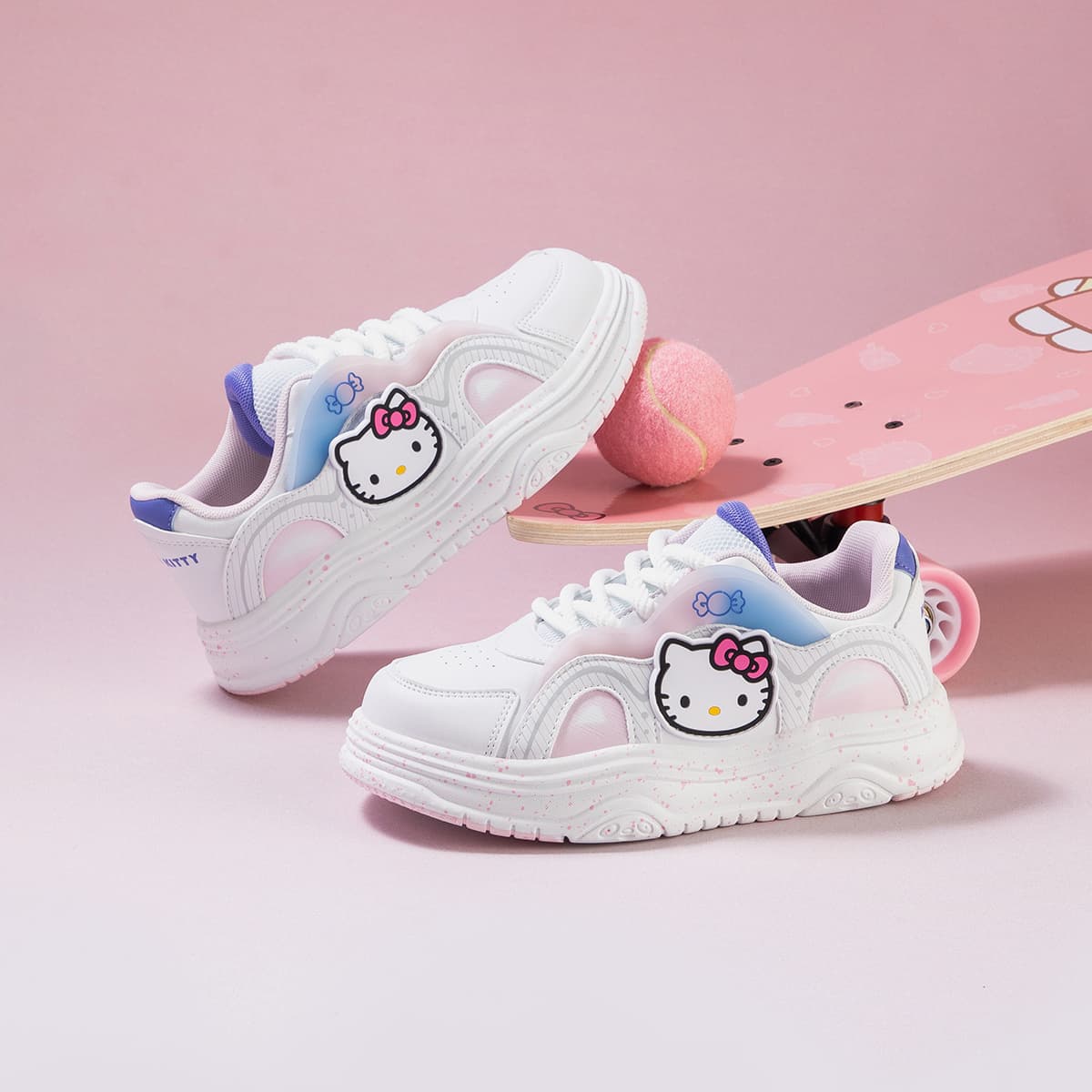 Кроссовки Санрио Hello Kitty Износостойкий Отскок Дышащий Легкий Амортизация Увеличение Высоты Низкий Топ - изображение 4