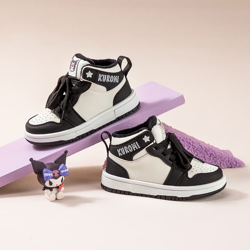 Кроссовки Sanrio Kuromi Утолщенный Повседневный Милый Спорт Минималистичный Модный Универсальный Кампус Осень и зима Износостойкий Легкий Амортизация Термозащитный Хай-топы Детский Скейтбординги - изображение 6