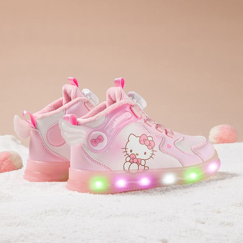 Кроссовки Sanrio Хелло Китти Милый и симпатичный мультяшный с подсветкой утолщенный удобный детский повседневный модный износостойкий легкий хай-топы - изображение 7