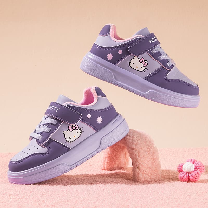 Кроссовки Sanrio Хелло Китти Универсальные милые мультяшные модные удобные белые кроссовки для детей и подростков Осень и зима С утеплителем Утолщенные износостойкие с отскоком легкие амортизирующие термозащитные баланс Лоу-топы Повседневная обувь для скейтборда - изображение 14