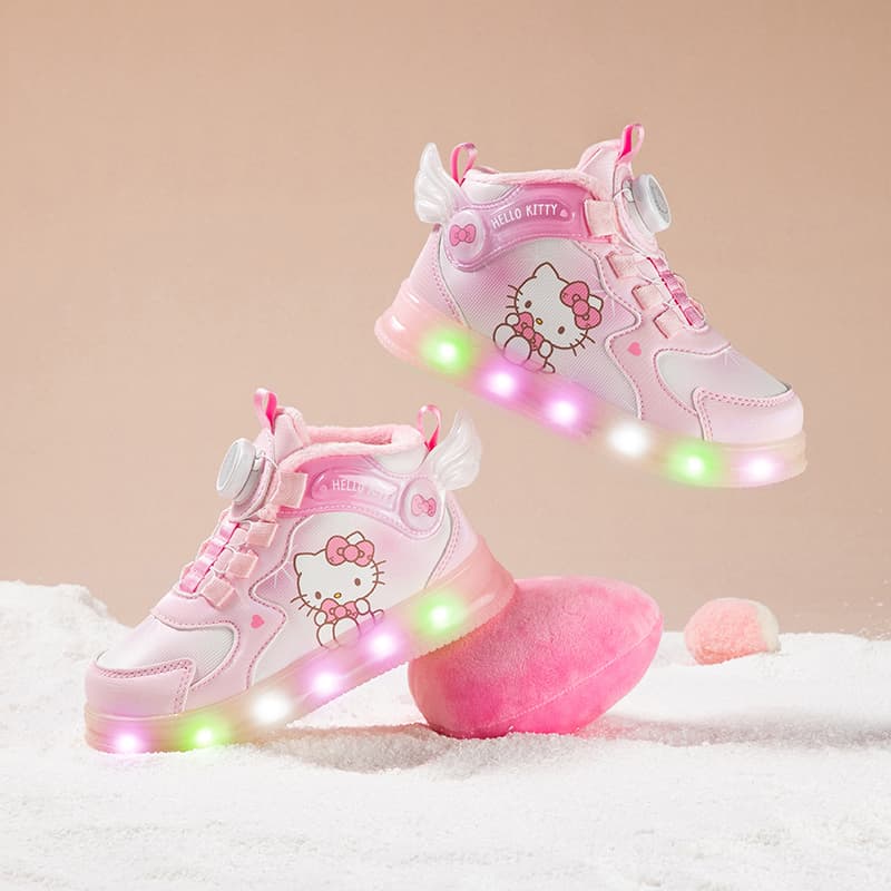 Кроссовки Sanrio Хелло Китти Милый и симпатичный мультяшный с подсветкой утолщенный удобный детский повседневный модный износостойкий легкий хай-топы - изображение 4