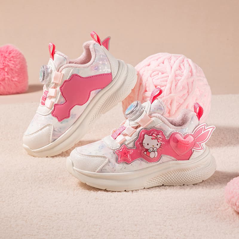 Кроссовки Sanrio Hello Kitty Утолщенная флисовая подкладка Милый и симпатичный Удобный Модный Повседневный Мультяшный Мальчики и девочки Амортизация Износостойкий Oтскок Легкий Термозащитный Баланс Лоу-топы Детские беговые кроссовки Подростки - изображение 12