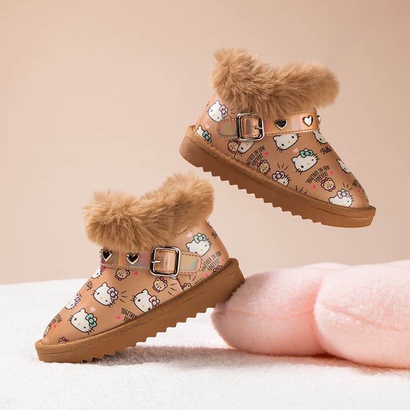 Sanrio Hello Kitty Мультяшный Утолщенная флисовая подкладка Повседневный Классический Универсальный Модный Минималистичный Милый Термозащитный Износостойкий Легкий Амортизация Детский Зимние ботинки - изображение 6