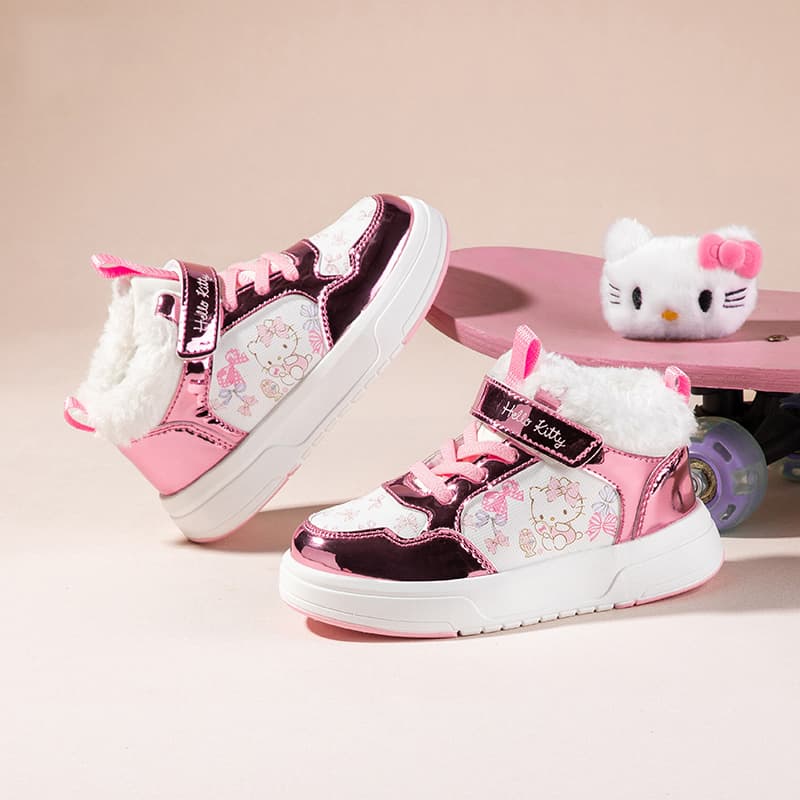 Кроссовки Sanrio Хелло Китти Модный Мультяшный Удобный Активный Милый Универсальный на платформе Термозащитный Увеличение роста Баланс Поддержка Хай-топы Детский Унисекс - изображение 4