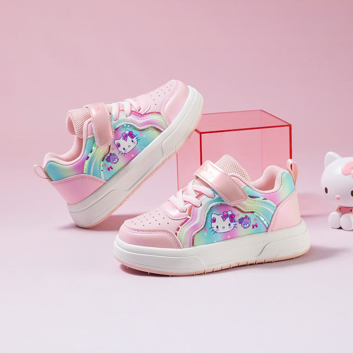 Кроссовки Sanrio Hello Kitty Повседневные универсальные лазерные кроссовки для мальчиков и девочек - изображение 4