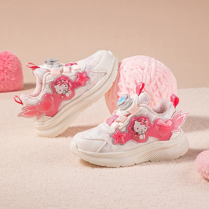 Кроссовки Sanrio Hello Kitty Утолщенная флисовая подкладка Милый и симпатичный Удобный Модный Повседневный Мультяшный Мальчики и девочки Амортизация Износостойкий Oтскок Легкий Термозащитный Баланс Лоу-топы Детские беговые кроссовки Подростки - изображение 11
