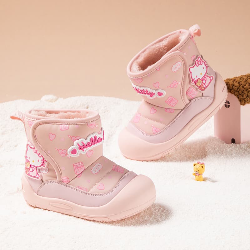 Sanrio Hello Kitty Универсальные удобные милые модные зимние ботинки с флисовой подкладкой утолщенные для мальчиков и девочек 3-7 лет - изображение 14