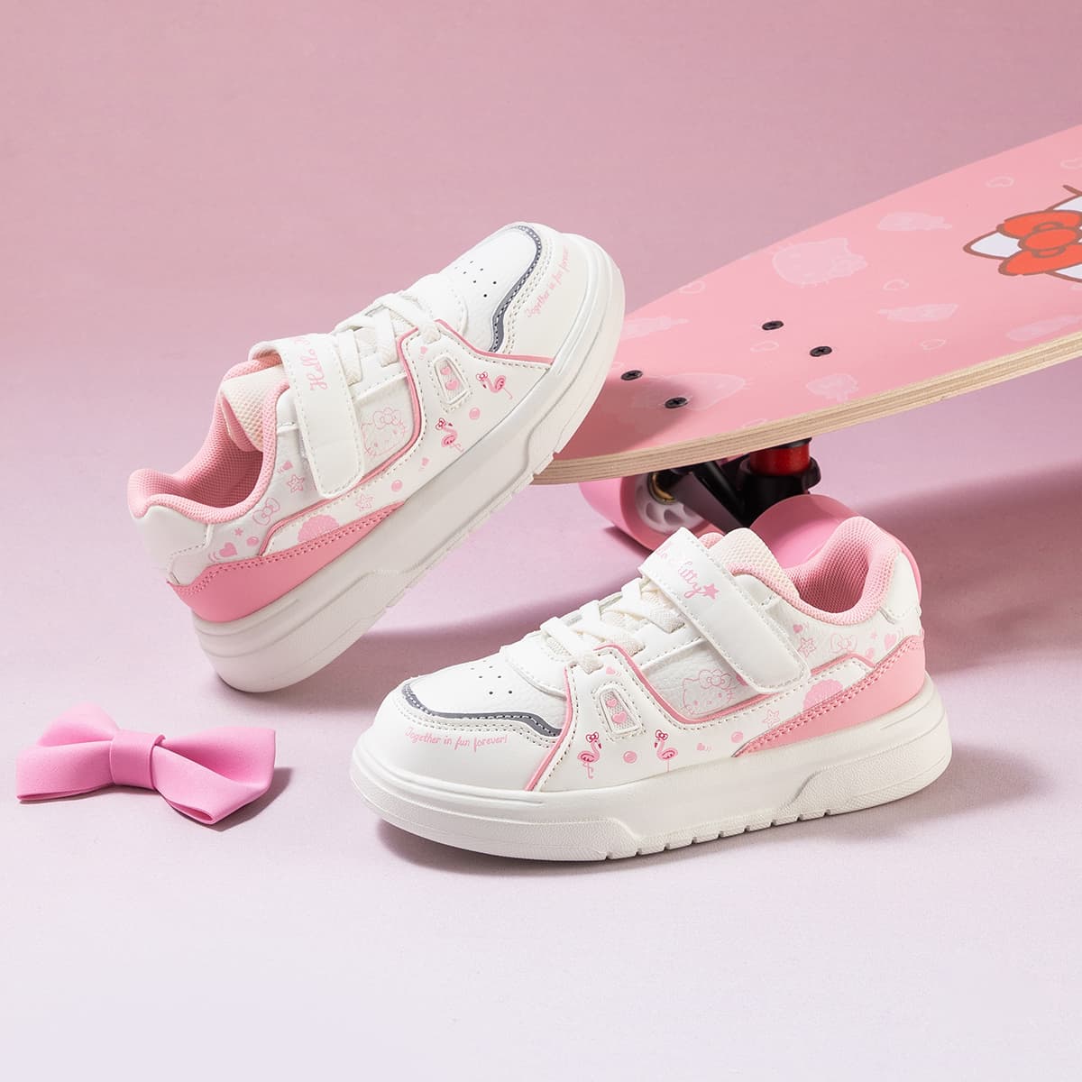 Кроссовки Sanrio Hello Kitty Кампус Модный Универсальный на платформе Повседневный Классический Легкий Удобный Милый Мальчики и девочки Студенты Увеличение роста Износостойкий Легкий Амортизация Дышащий Противоскользящий Лоу-топы Обувь для скейтборда Детский - изображение 4