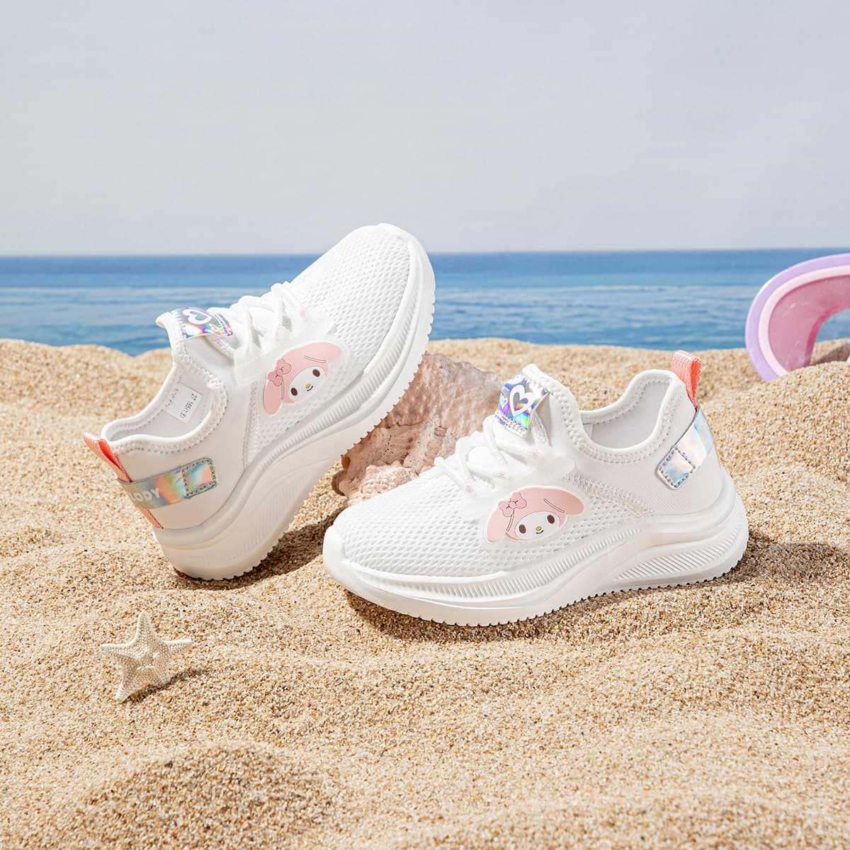 Кроссовки Sanrio Hello Kitty Слипоны с сетчатым верхом Повседневные удобные универсальные кроссовки для мальчиков и девочек Лоу-топы с амортизацией и противоскользящей подошвой - изображение 4