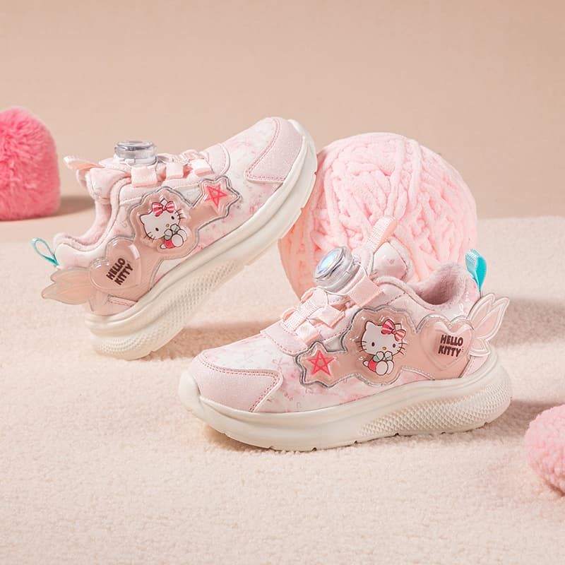 Кроссовки Sanrio Hello Kitty Утолщенная флисовая подкладка Милый и симпатичный Удобный Модный Повседневный Мультяшный Мальчики и девочки Амортизация Износостойкий Oтскок Легкий Термозащитный Баланс Лоу-топы Детские беговые кроссовки Подростки - изображение 7