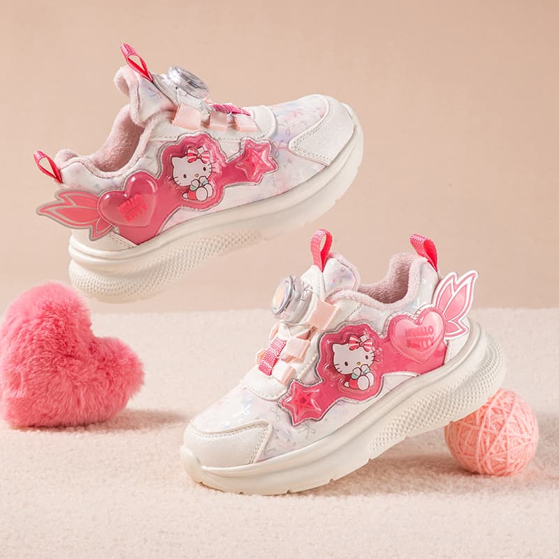 Кроссовки Sanrio Hello Kitty Утолщенная флисовая подкладка Милый и симпатичный Удобный Модный Повседневный Мультяшный Мальчики и девочки Амортизация Износостойкий Oтскок Легкий Термозащитный Баланс Лоу-топы Детские беговые кроссовки Подростки - изображение 13