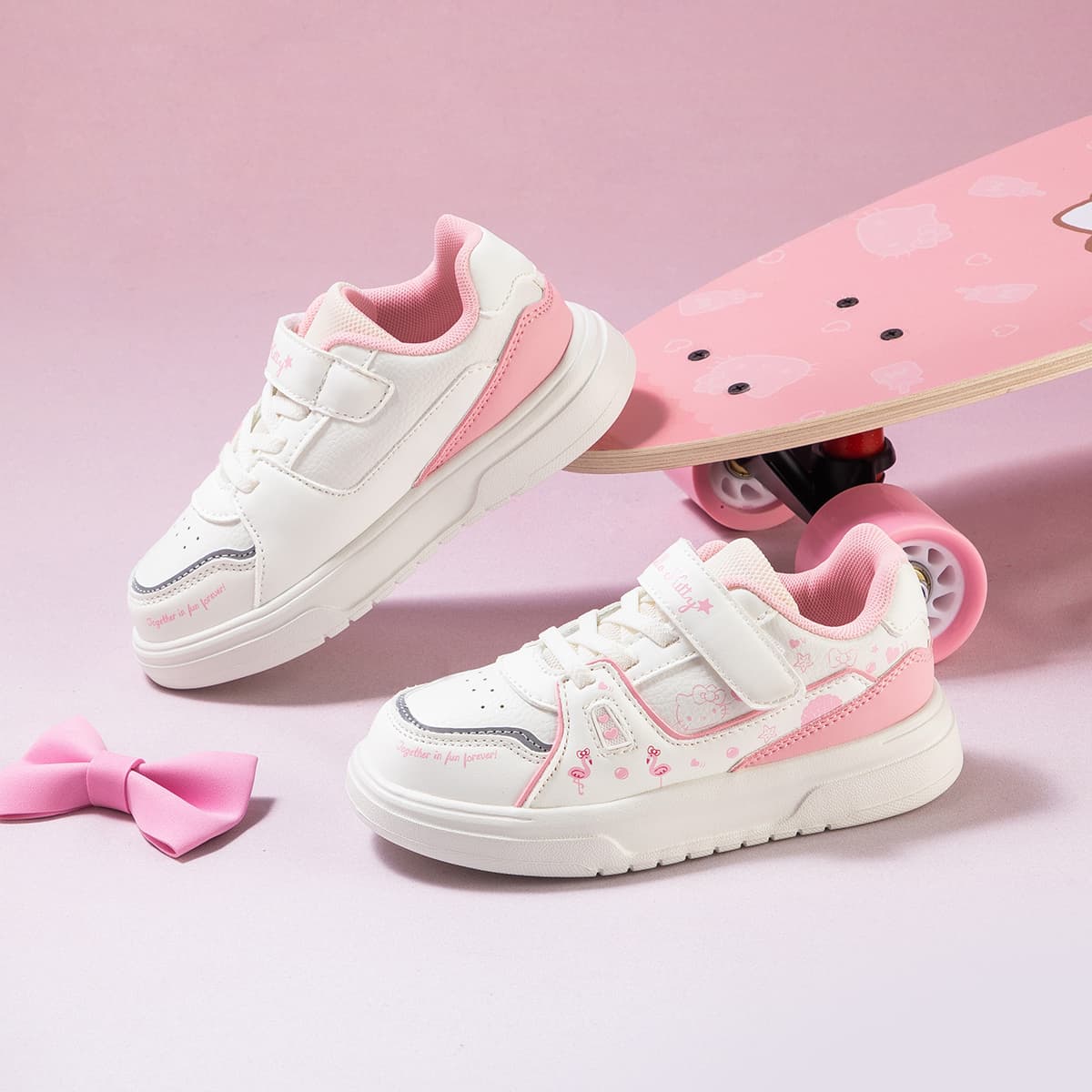 Кроссовки Sanrio Hello Kitty Кампус Модный Универсальный на платформе Повседневный Классический Легкий Удобный Милый Мальчики и девочки Студенты Увеличение роста Износостойкий Легкий Амортизация Дышащий Противоскользящий Лоу-топы Обувь для скейтборда Детский - изображение 5