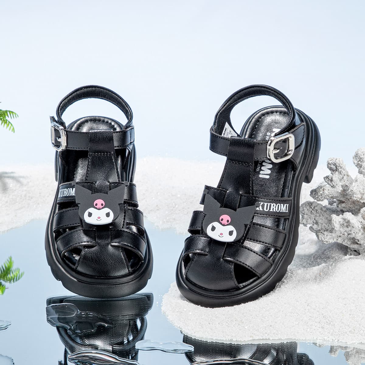 Сандалии Sanrio Kuromi Куроми Модный минималистичный повседневный с мягкой подошвой универсальный легкий удобный пляжные сандалии для детей - изображение 4