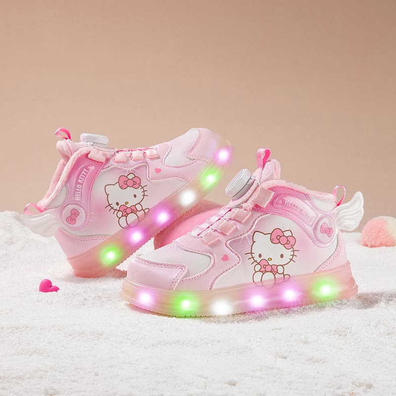 Кроссовки Sanrio Хелло Китти Милый и симпатичный мультяшный с подсветкой утолщенный удобный детский повседневный модный износостойкий легкий хай-топы - изображение 5