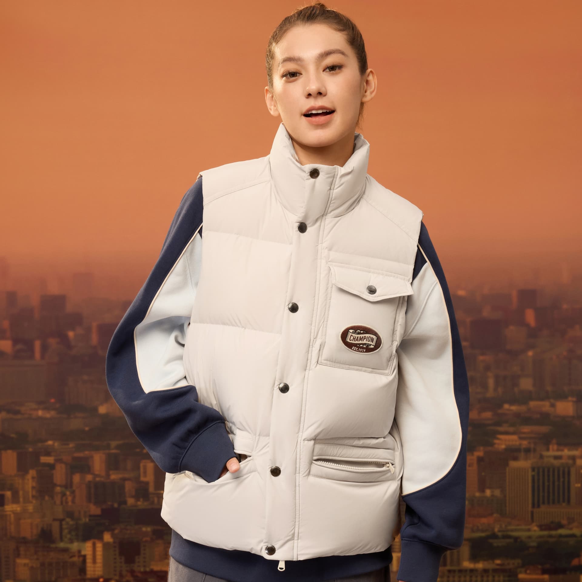 Жилет Champion FW25 Пух Универсальный Модный Минималистичный Контрастные цвета Удобный Классический Версия для США Жилеты Унисекс - изображение 3