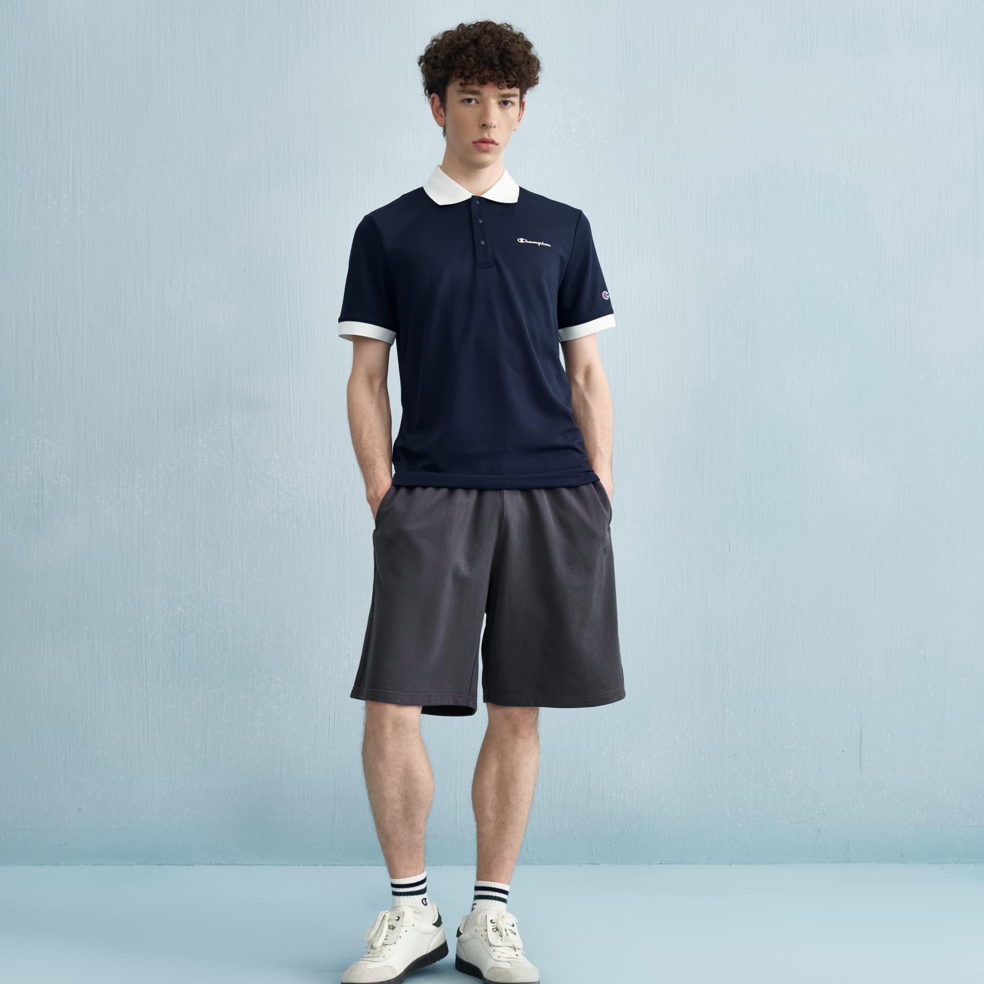 Поло Champion SS25 MENS CASUAL Универсальный повседневный минималистичный винтаж классический индивидуальный контрастные цвета легкий короткий рукав поло версия для США унисекс - изображение 4