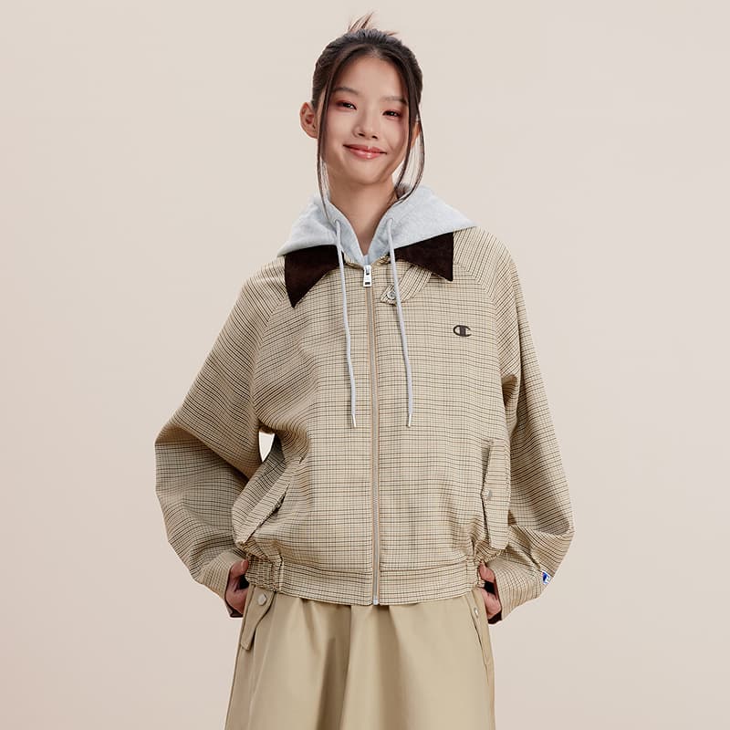 Куртка Champion FW24 Спортивный Шик Куртки и Пальто Женские Светлый Хаки - изображение 3