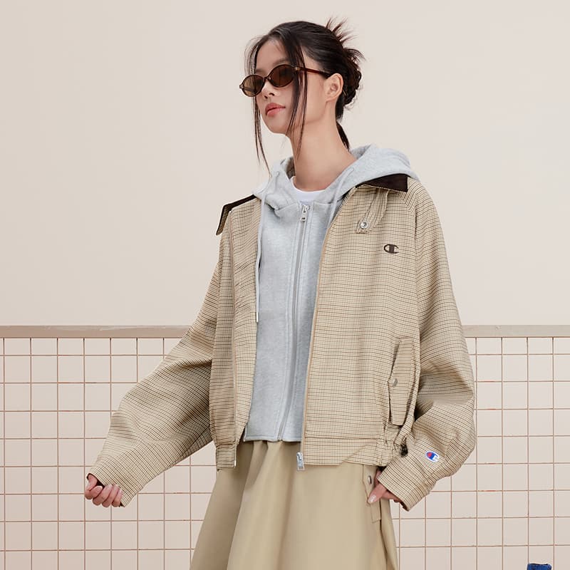 Куртка Champion FW24 Спортивный Шик Куртки и Пальто Женские Светлый Хаки - изображение 5