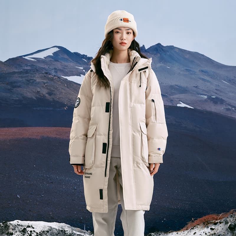 Зимняя куртка Champion FW24 С принтом буквы узор MULTI карман утолщенный и с флисовой подкладкой термический с капюшоном пуховик - изображение 7